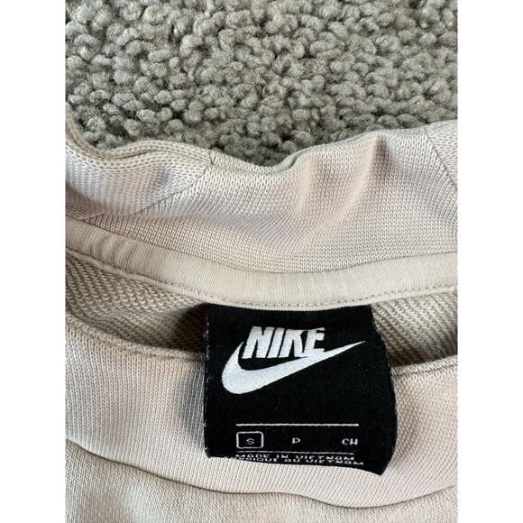 Nike Sportswear Sweatshirt Womens Small Beige Pink Newsprint Just Do It FLAW - Picture 4 of 14